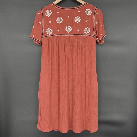 Abercrombie & Fitch Women's Floral Embroidered Shift Dress Size S Rust Orange - Picture 2 of 10